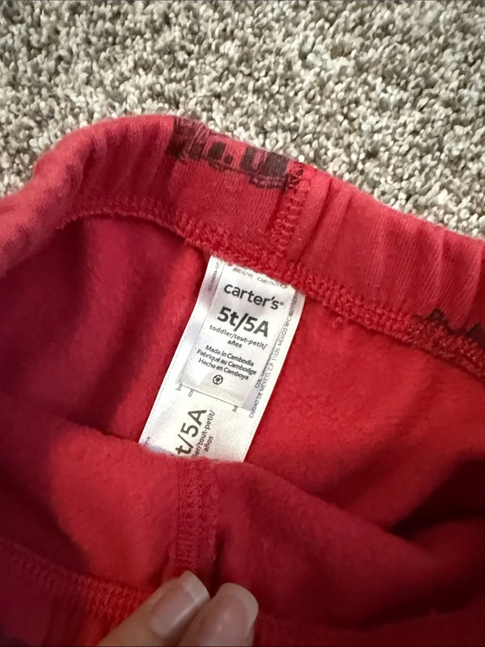 Carter’s Red Kids Sweatpants with Black Fire truck Print
